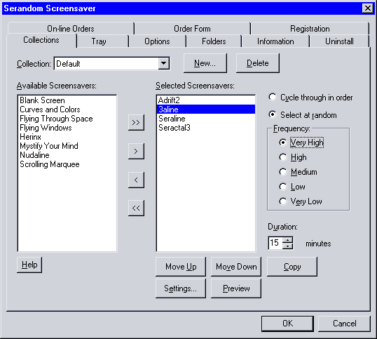Serandom Screensaver Manager Screenshot